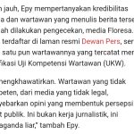Stafsus Bupati Kupang Sebut Media Non Verifikasi Dewan Pers "Ilegal" Berpotensi Mursak Dunia Jurnalisme (Ket Foto. Screenshot pernyataan di Media Fakta Hukum NTT)