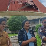 Sofiah De Haan, Wakil ketua 1 Pimpinan DPRD Kabupaten Kupang pantau lansung kerusakan Kantor DPRD akibat Angin Topan