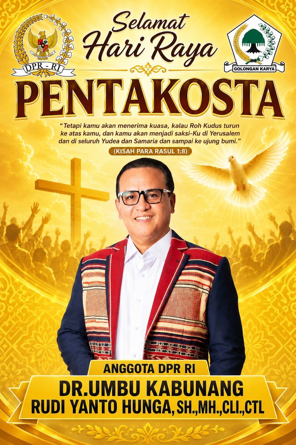 Semangat Pentakosta, Dr. Umbu Kabunang Ajak Umat Jadi Saksi Kebenaran Hingga ke Ujung Bumi