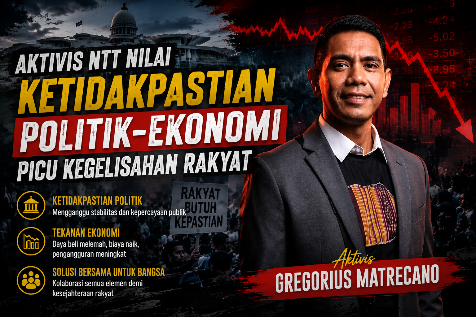 Aktivis NTT Nilai Ketidakpastian Politik-Ekonomi Picu Kegelisahan Rakyat