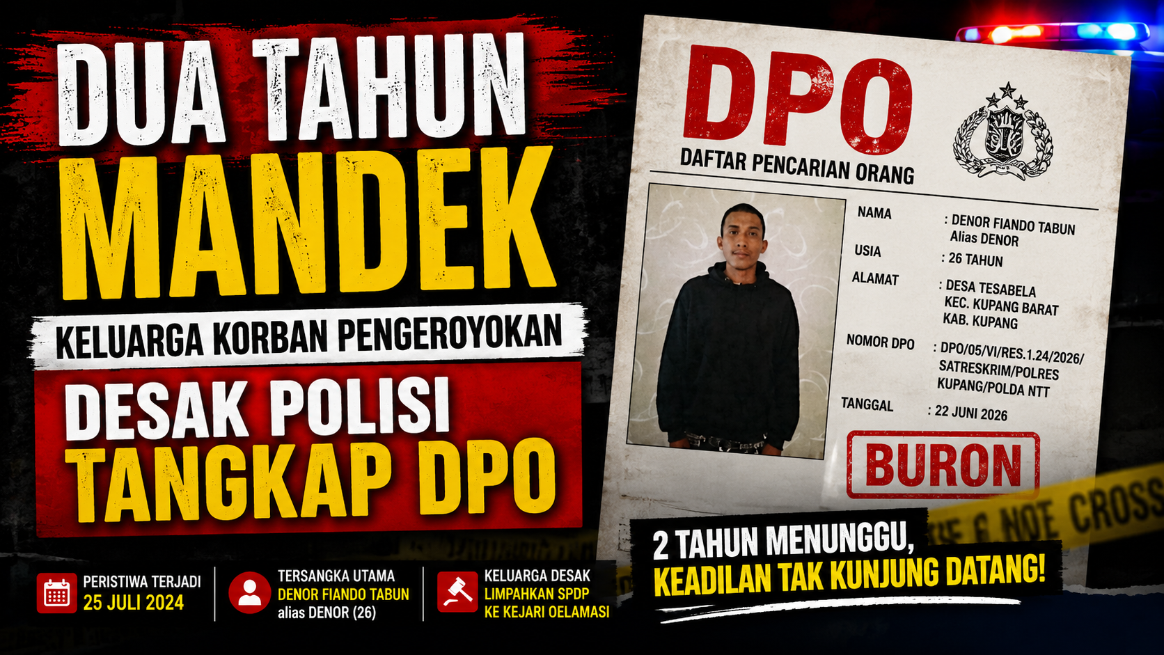 Dua Tahun Mandek, Keluarga Korban Pengeroyokan Desak Polisi Tangkap DPO