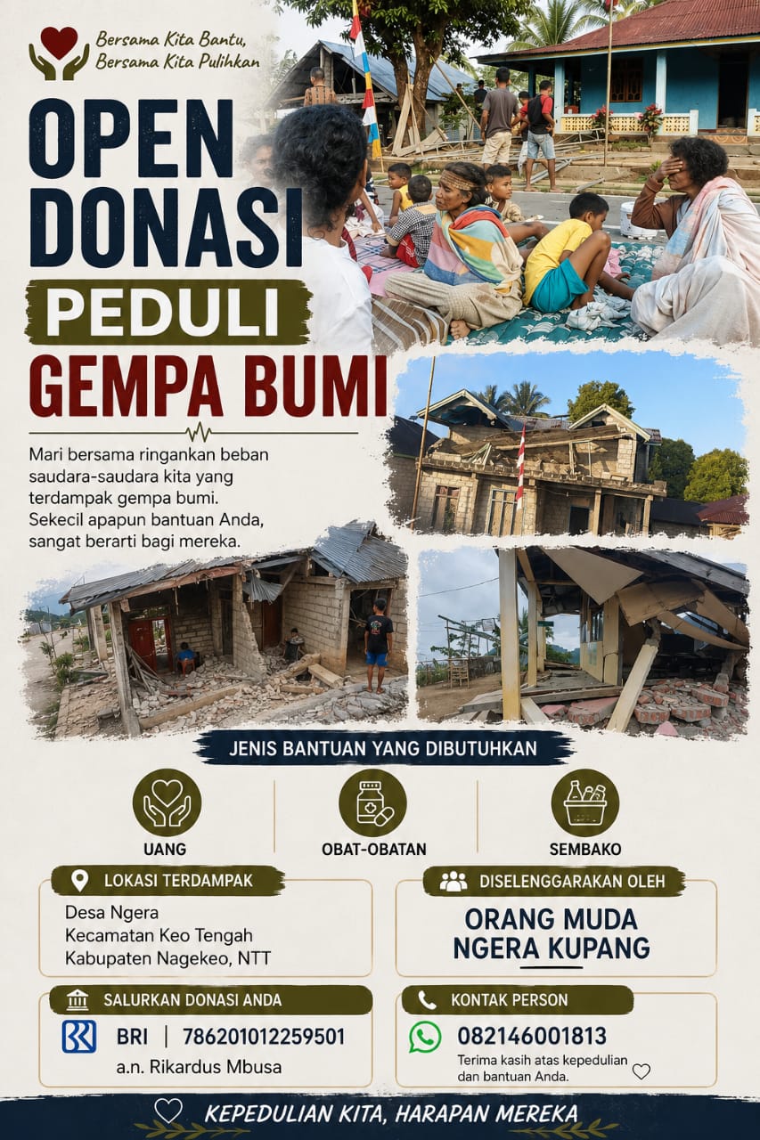 Peduli Korban Gempa Nagekeo, Orang Muda Ngera Kupang Buka Donasi